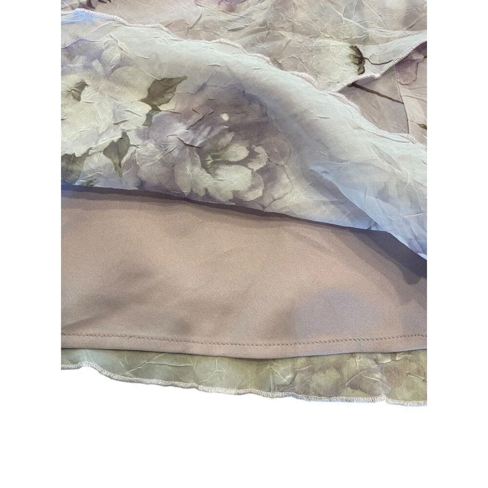 Vintage Y2K Foral Chiffon Midi Skirt Size 12 Petite Lavender Coquette Fairy Lana - Picture 8 of 10